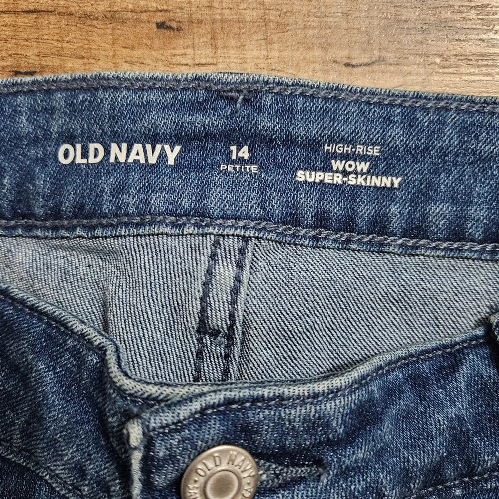 Old Navy Wow Super-Skinny High-Rise Jeans Womens 14 Petite Blue Medium‎ Wash NEW